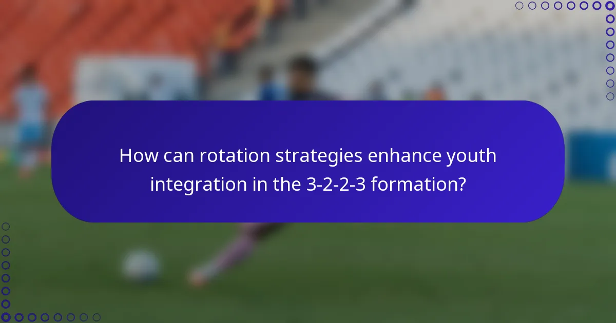 How can rotation strategies enhance youth integration in the 3-2-2-3 formation?